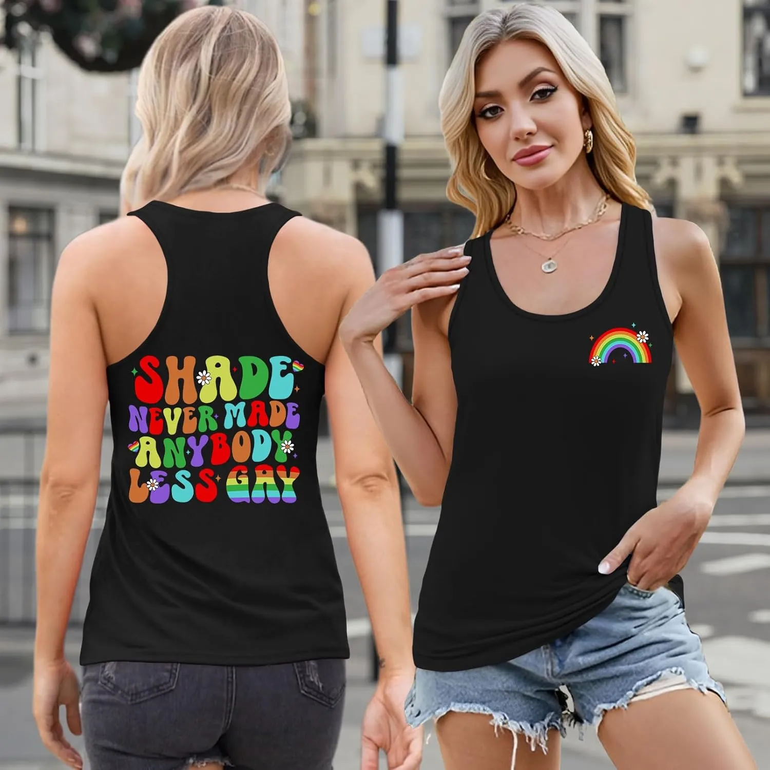 Pride Tank Top for Women LGBT Rainbow Flag Shirt Love Heart Graphic Tee Lesbian Gay Pride Sleeveless Vest