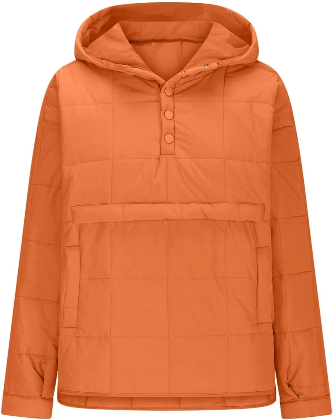Quilted Puffer Jacket for Women Winter Lightweight Button Long Sleeve Coat Oversized Packable Cotton Padded Jacket