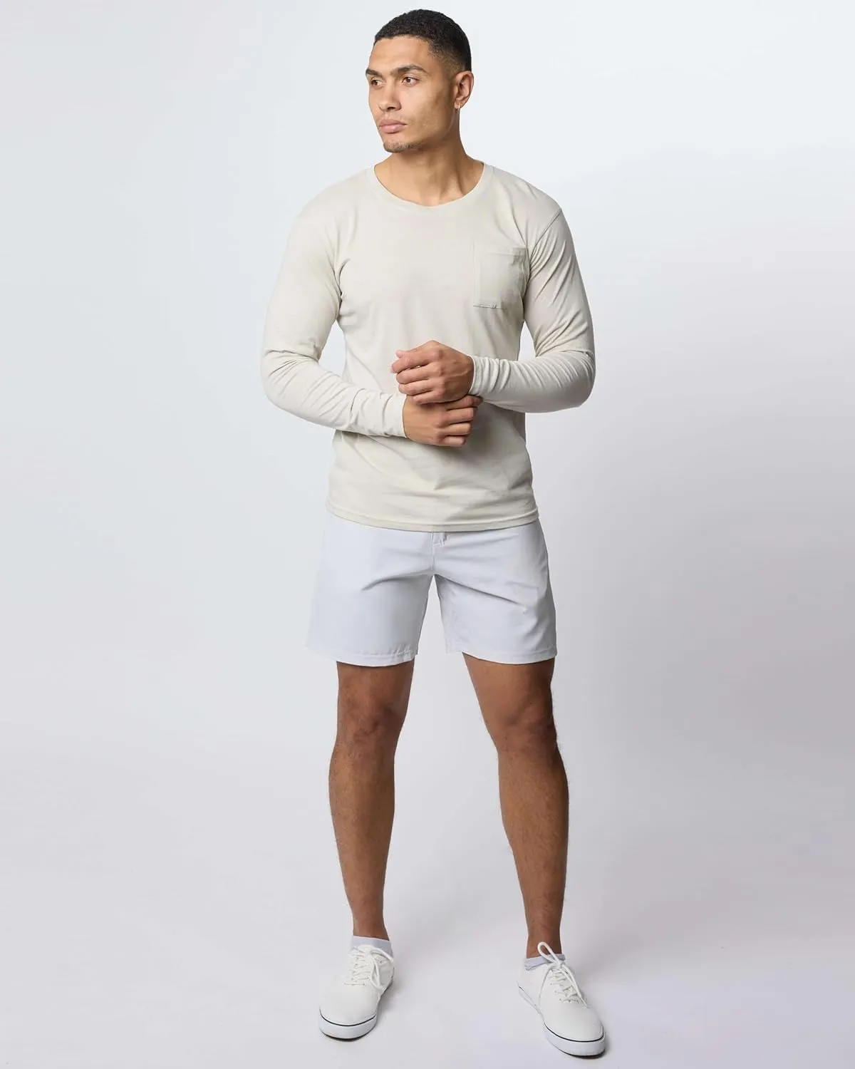 Real Essentials 3 Pack: Men's Cotton Performance Long Sleeve Crew Neck Pocket T-Shirt Athletic Top (Available in Big & Tall)