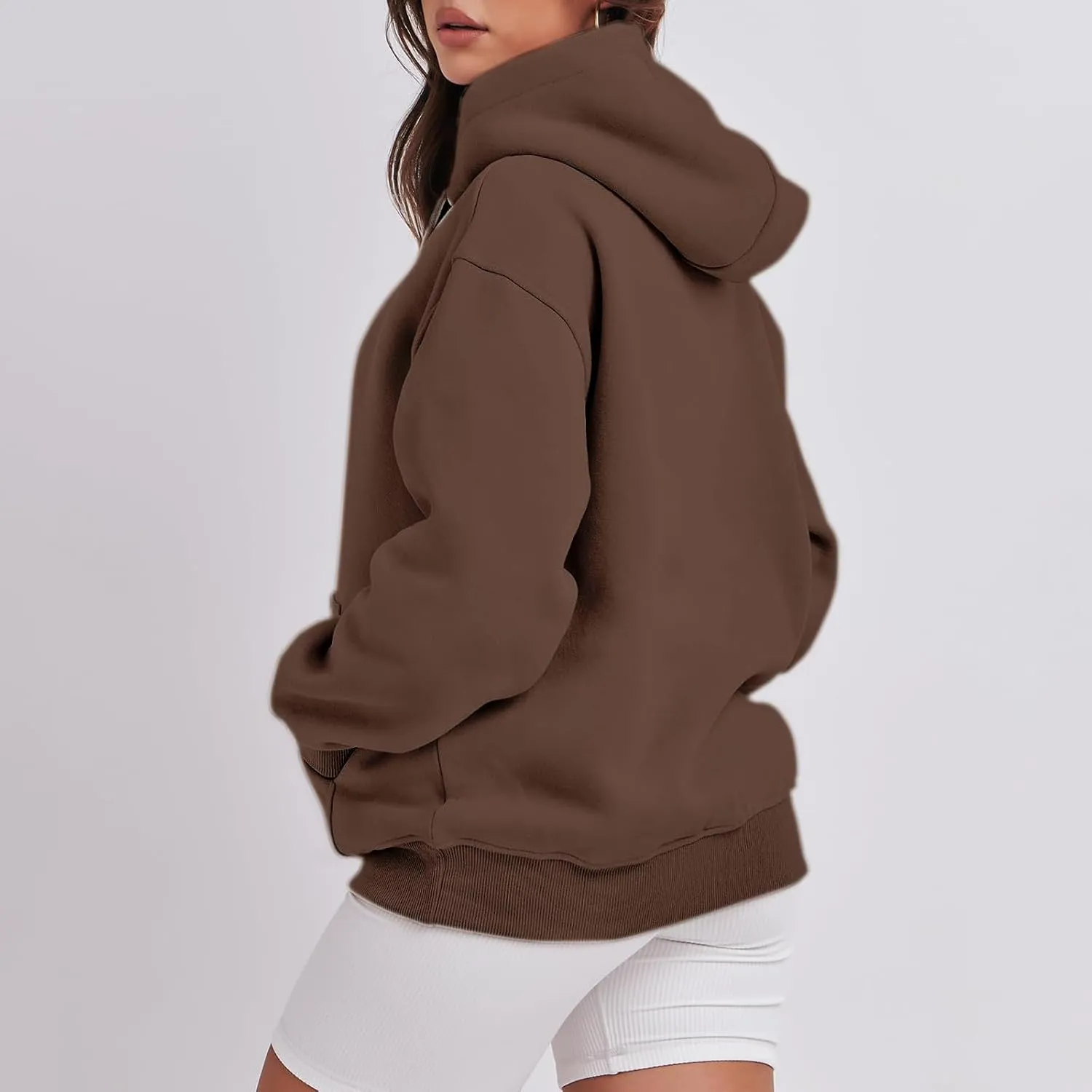 Regular Fit Hoodies Solid Color Basic Plain Drawstring Hooded Pullover Long Sleeve Tops Winter Sweatshirt with Pocket