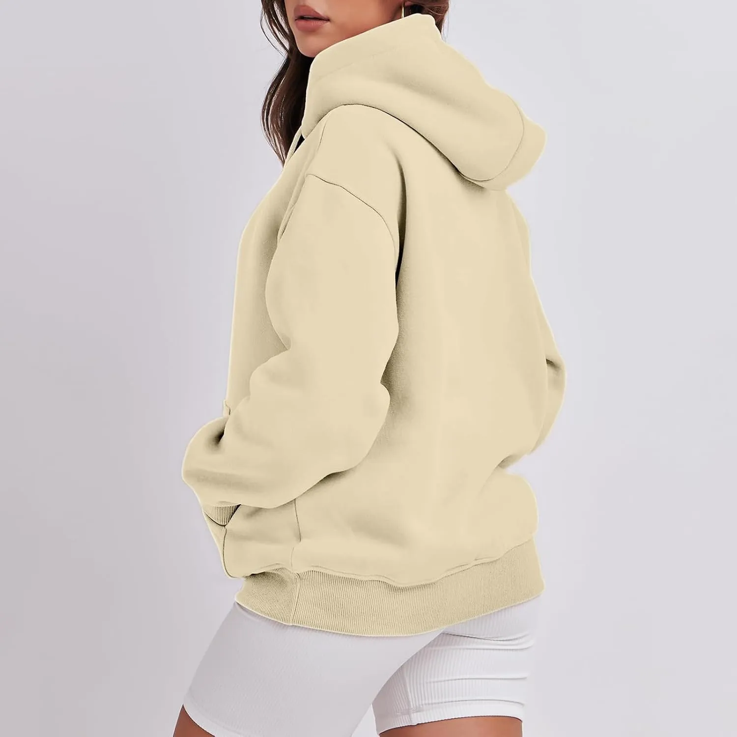 Regular Fit Hoodies Solid Color Basic Plain Drawstring Hooded Pullover Long Sleeve Tops Winter Sweatshirt with Pocket