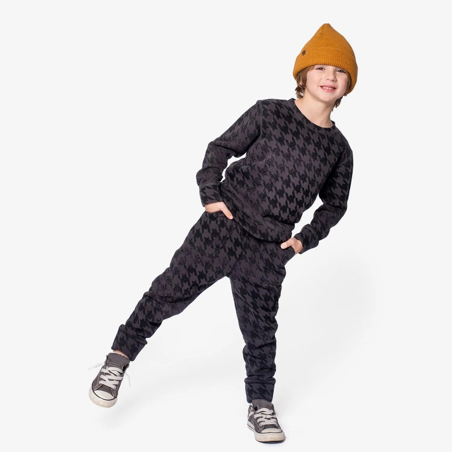 Revel Crewneck | Black Houndstooth