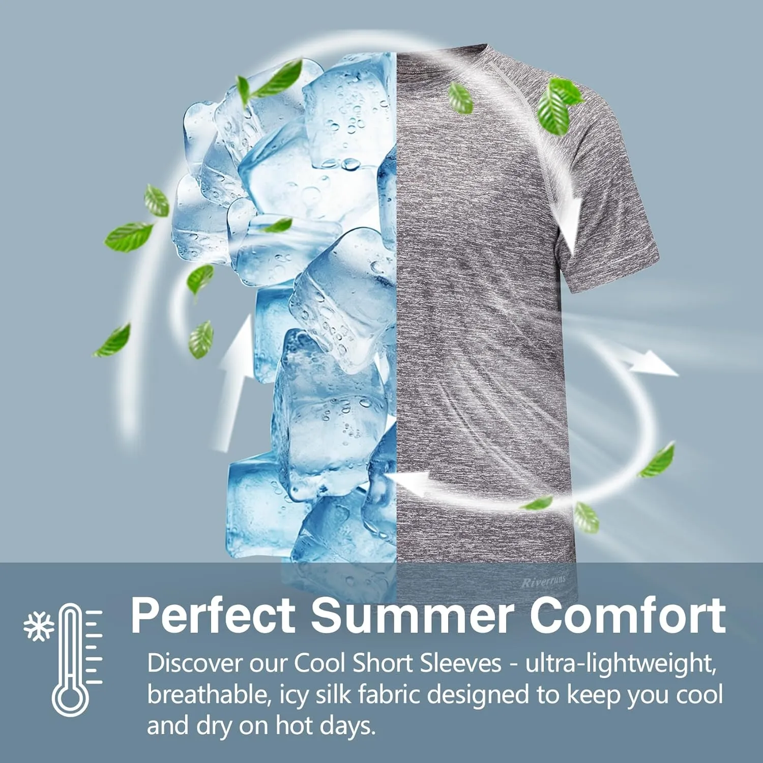 Riverruns UPF 50  UV Sun Protection Fishing Shirt Breathable Quick Dry Swim Shirt Rash Guard Water Beach T-Shirt for Men