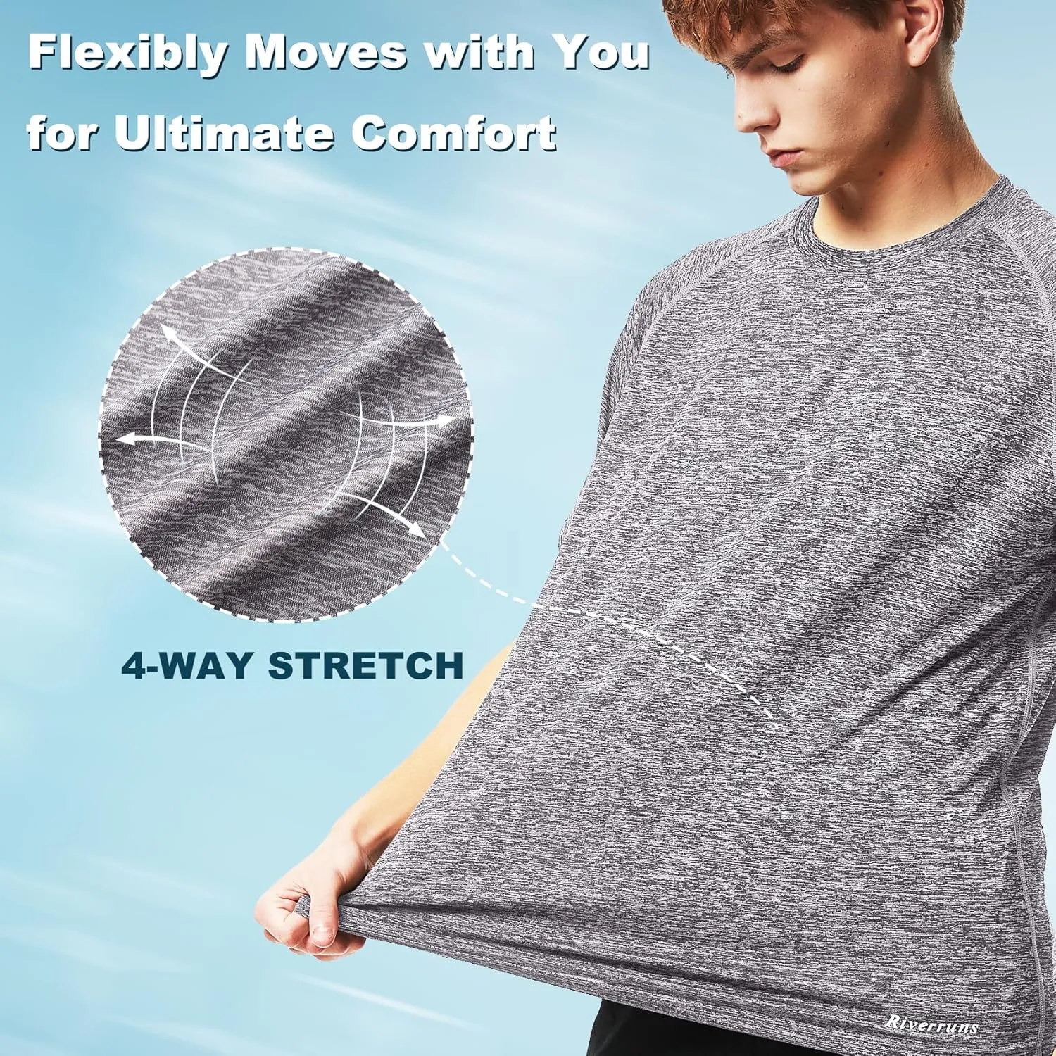 Riverruns UPF 50  UV Sun Protection Fishing Shirt Breathable Quick Dry Swim Shirt Rash Guard Water Beach T-Shirt for Men