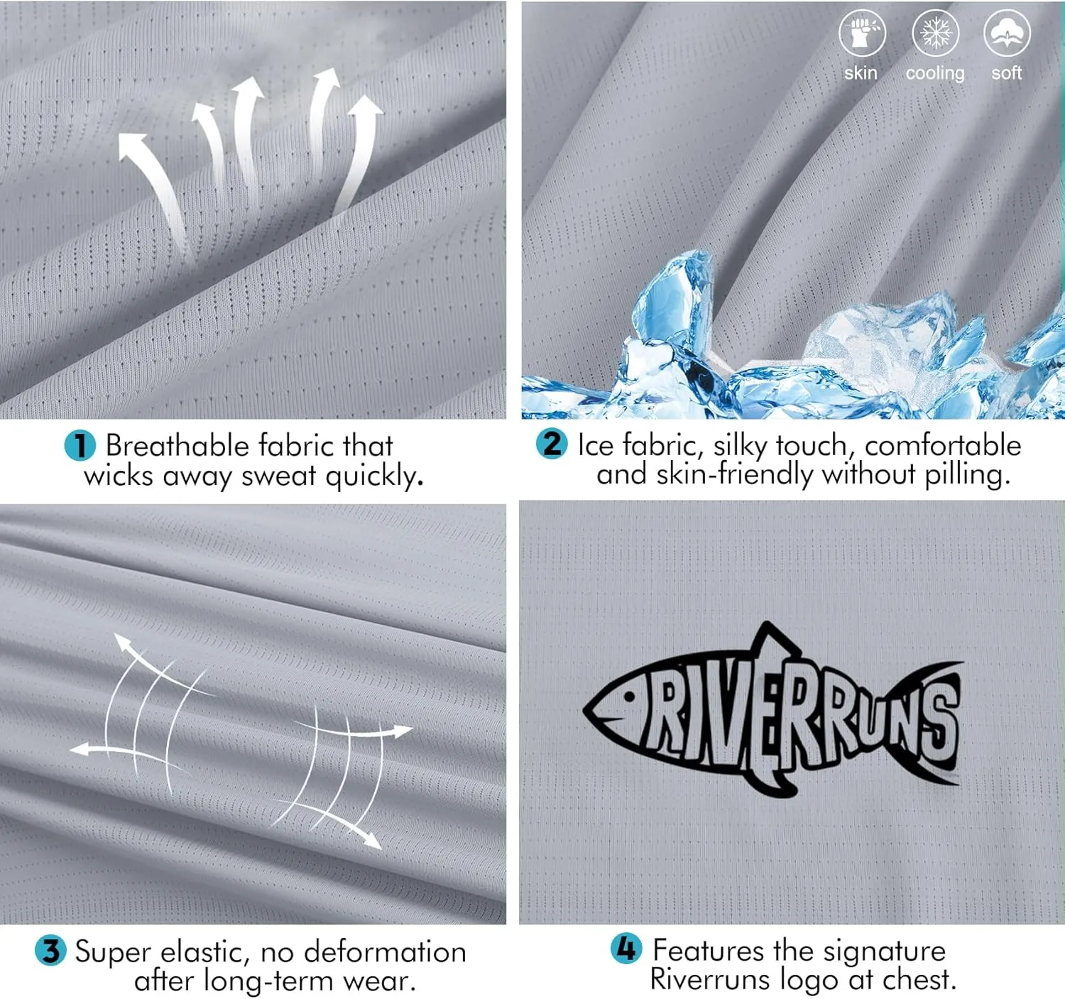Riverruns UPF 50  UV Sun Protection Fishing Shirt Breathable Quick Dry Swim Shirt Rash Guard Water Beach T-Shirt for Men
