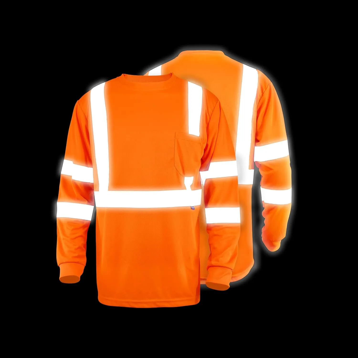 Safety Shirt Long Sleeve High Visibility Reflective Breathable T Shirt for Work Warehouse Construction Class 3