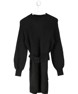 Sezane Black Mohair/ merino Blend belted Enola Dess UK L