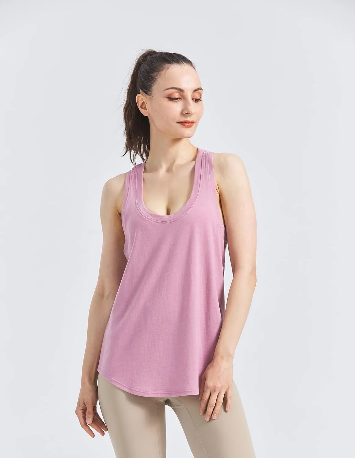 SHEEP RUN Merino Wool Camisole Racerback Tank Top Yoga Shirt Wicking Breathable Light-Weight Shirt