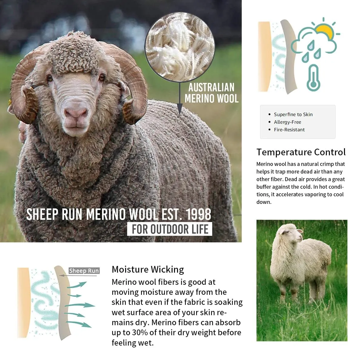 SHEEP RUN Merino Wool Camisole Racerback Tank Top Yoga Shirt Wicking Breathable Light-Weight Shirt