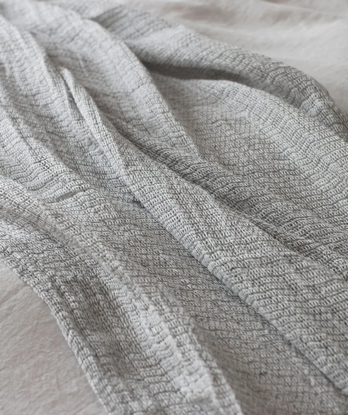 Silver Soft Jacquard Linen Throw
