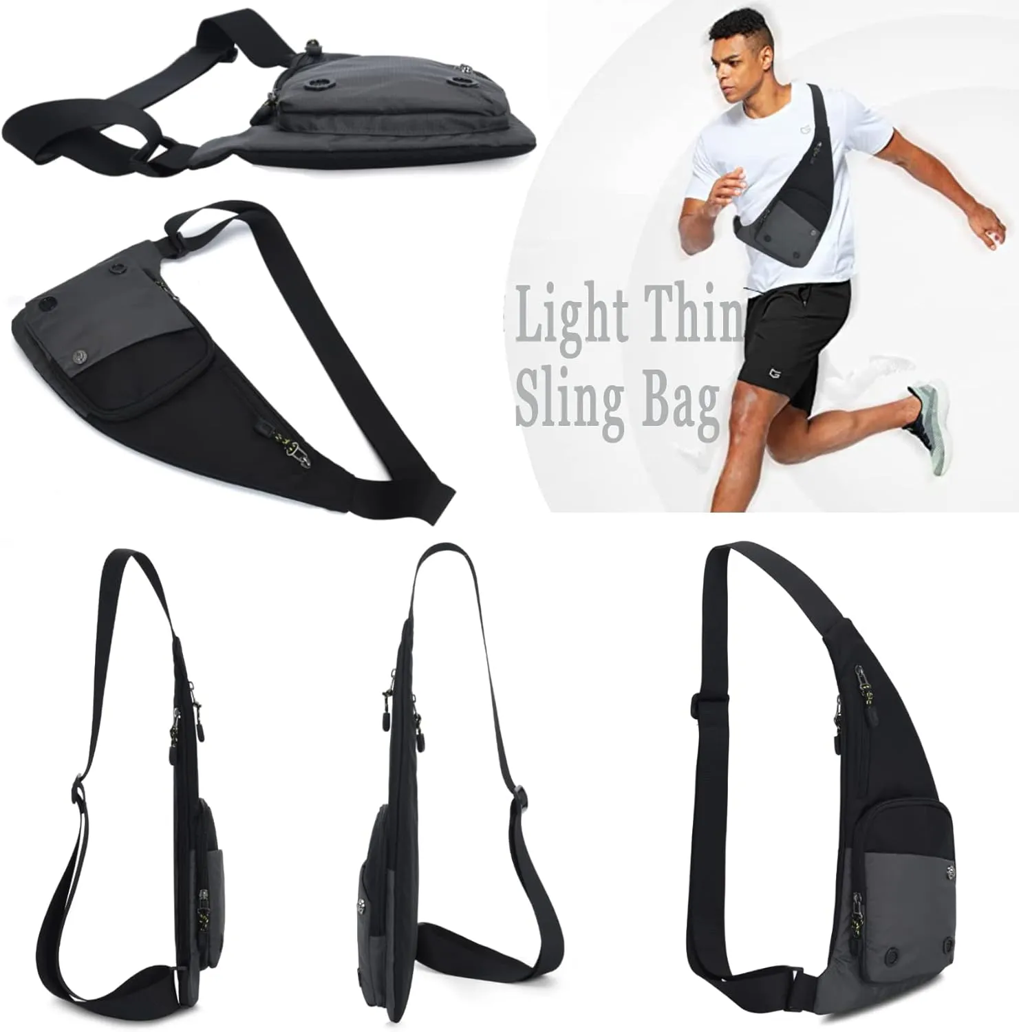 Sling Bag Slim Crossbody Personal Pocket Chest Bag Anti-Thief Shoulder Bag Backpack Casual Daypack Fanny Pack Travel