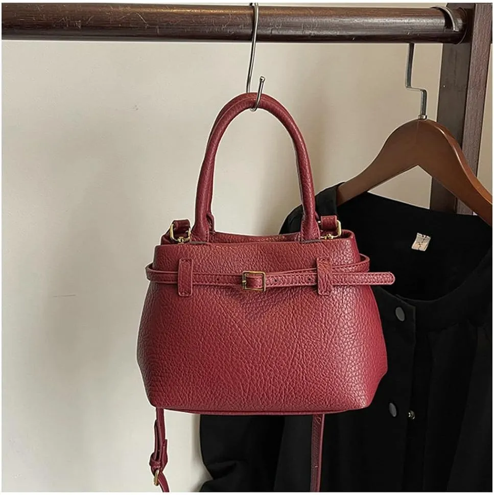 Slouchy Tote Bags for Women Mini Satchel Crossbody Purse Pu Leather Top-handle Handbags Shoulder Bag with Adjustable Strap