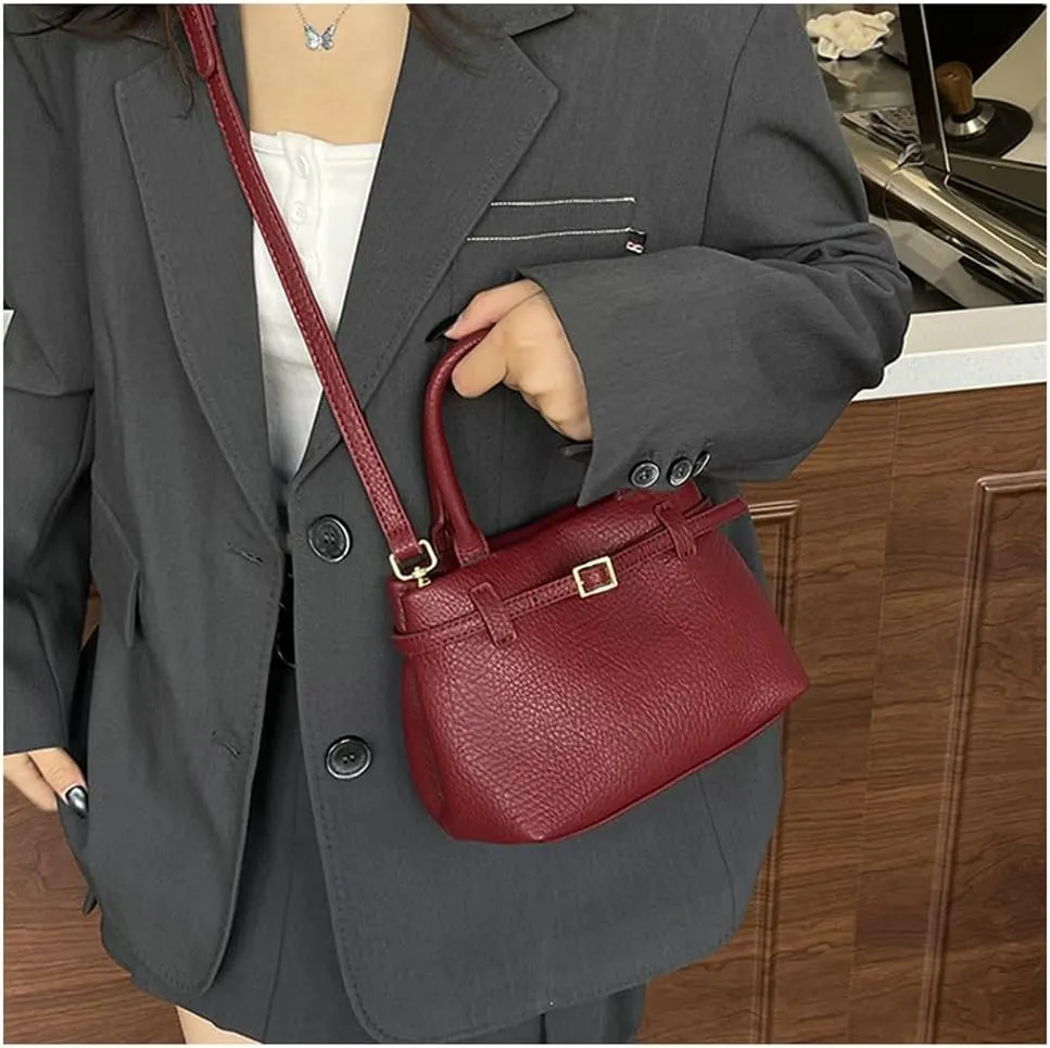 Slouchy Tote Bags for Women Mini Satchel Crossbody Purse Pu Leather Top-handle Handbags Shoulder Bag with Adjustable Strap