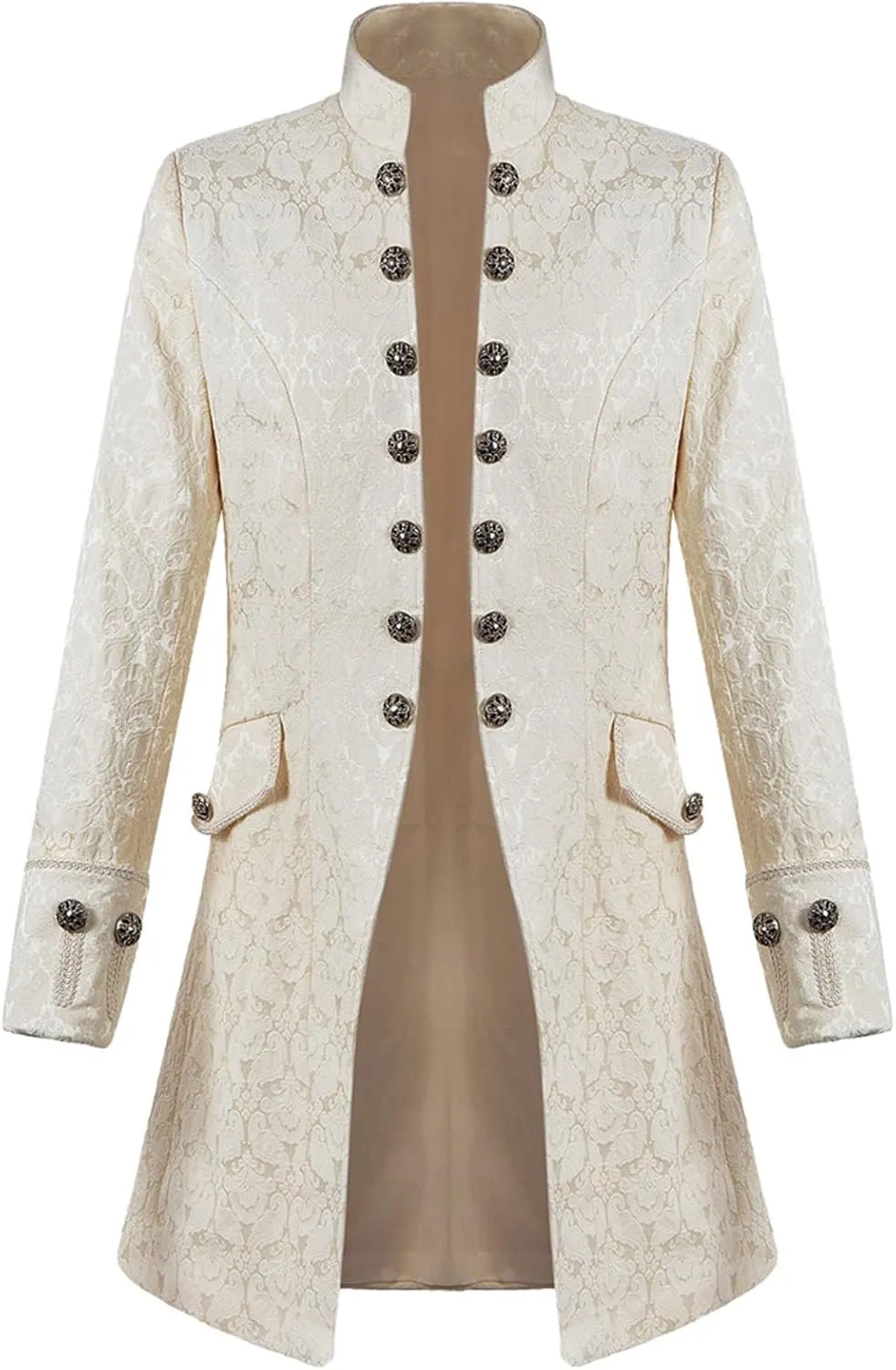 Steampunk Jacket Men Vintage Gothic Tailcoat Victorian Coat Medieval Stand Collar Court Double Breasted Trench Coats