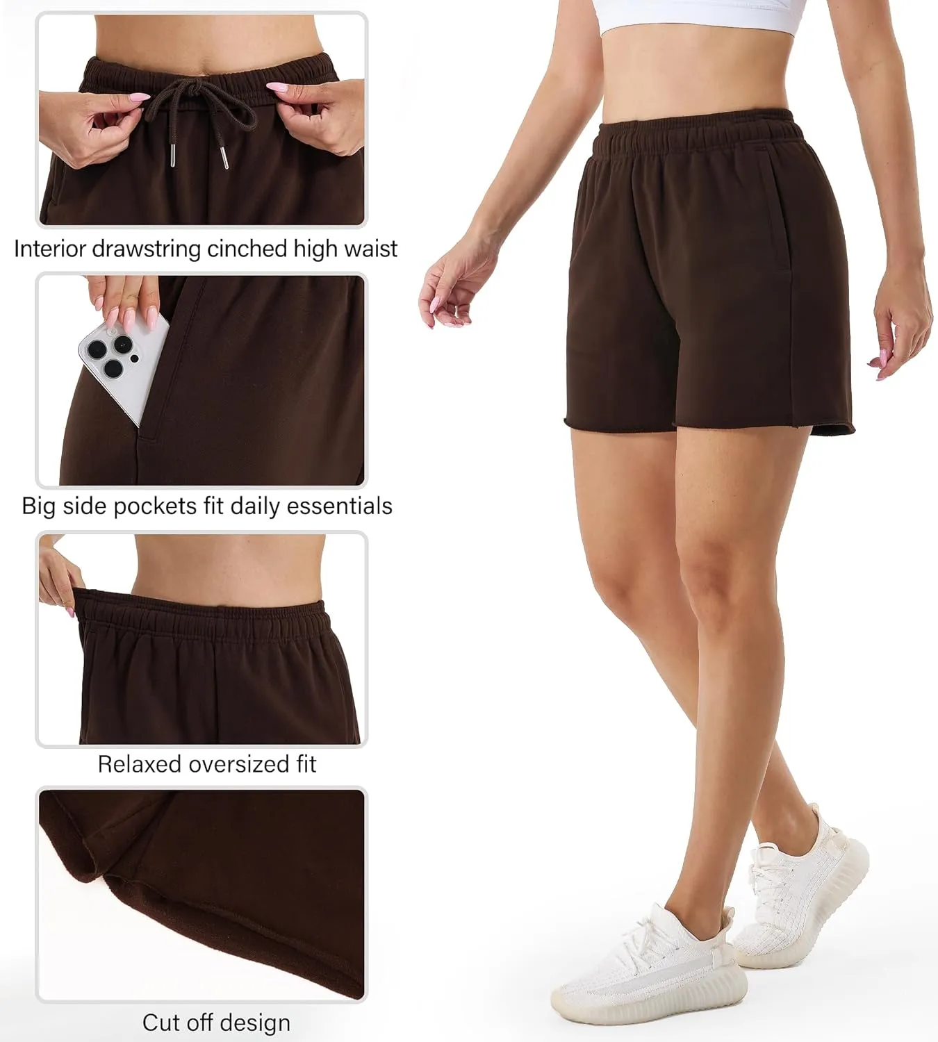 Stelle Women's Sweat Shorts Casual Drawstring Shorts Comfy Cotton High Waisted Workout Lounge Shorts with Pockets