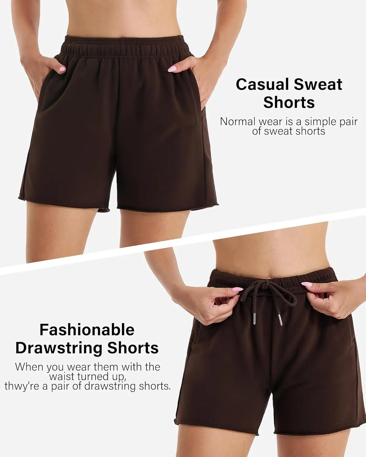Stelle Women's Sweat Shorts Casual Drawstring Shorts Comfy Cotton High Waisted Workout Lounge Shorts with Pockets