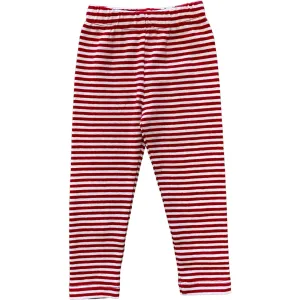 Striped Straight Leggings - Red/White