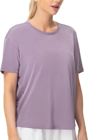THE GYM PEOPLE Women's Short Sleeve Workout T-Shirts Back Loose Fit Running Yoga Tee Tops
