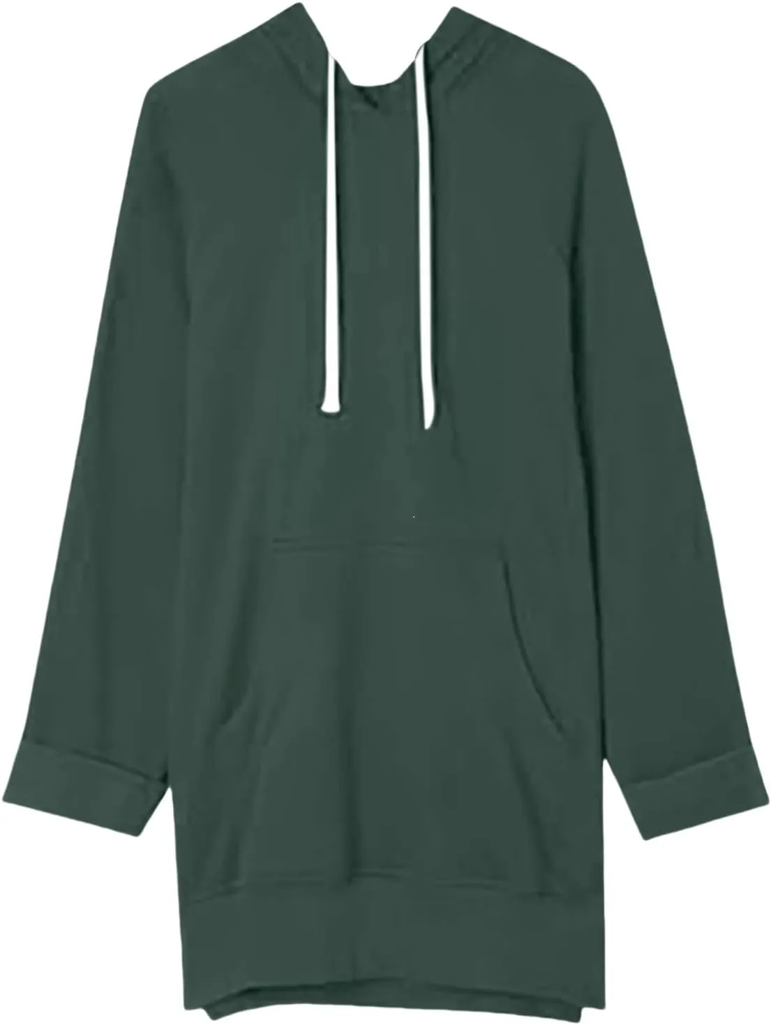 The Warmy Oversized Hoodie Dress for Women Split Hem Pullover Tops Long Sweatshirt with Pocket Casual Dressy Tunics