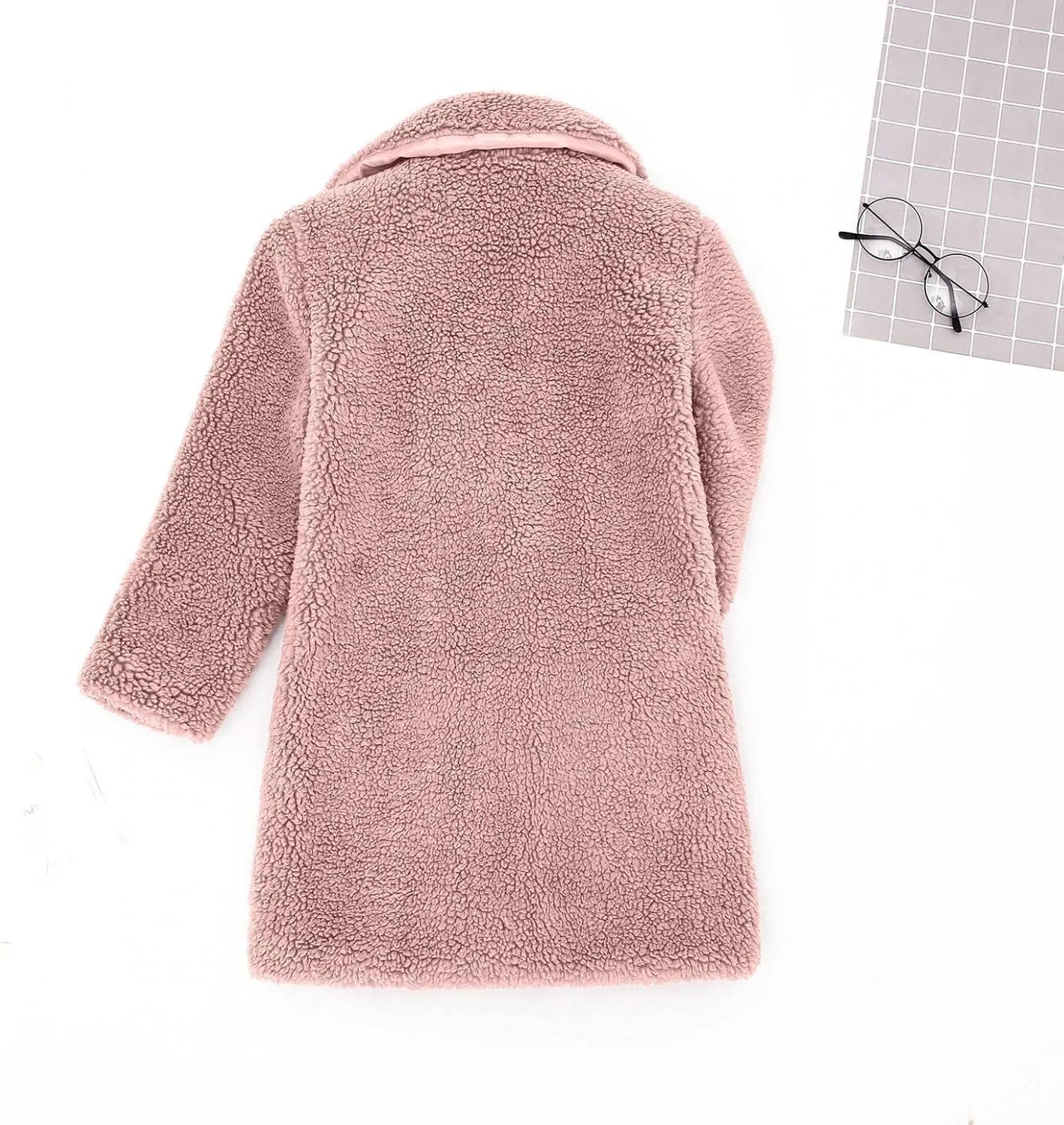 Toddler Baby Girls Duffle Overcoat Winter Fleece Sherpa Jacket Windproof Thick Cardigan Trench Lapel Parka Coat for Kids