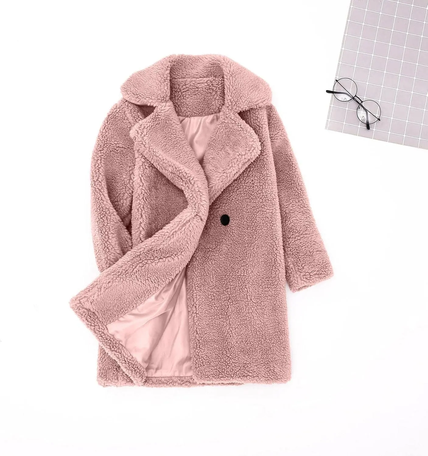 Toddler Baby Girls Duffle Overcoat Winter Fleece Sherpa Jacket Windproof Thick Cardigan Trench Lapel Parka Coat for Kids