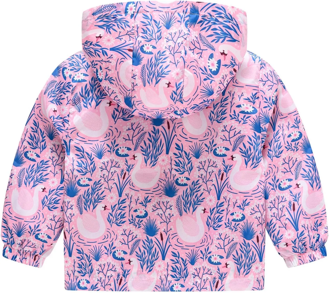 Toddler Girls Boys Flower Print Zip Hooded Jacket Kids Trench Rain Jacket Outerwear Lightweight Windbreaker Coat