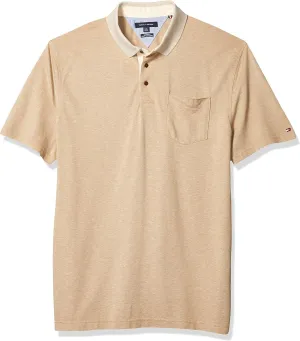 Tommy Hilfiger Men's Slim Fit Linen-Cotton Pocket Mesh Polo Shirt (Champagne, M)