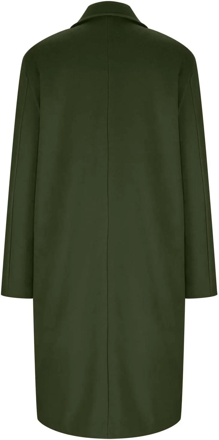 Trench Coats for Women Double Breasted Wool Blend Pea Coats Notched Lapel Collar Business Casual Long Jackets