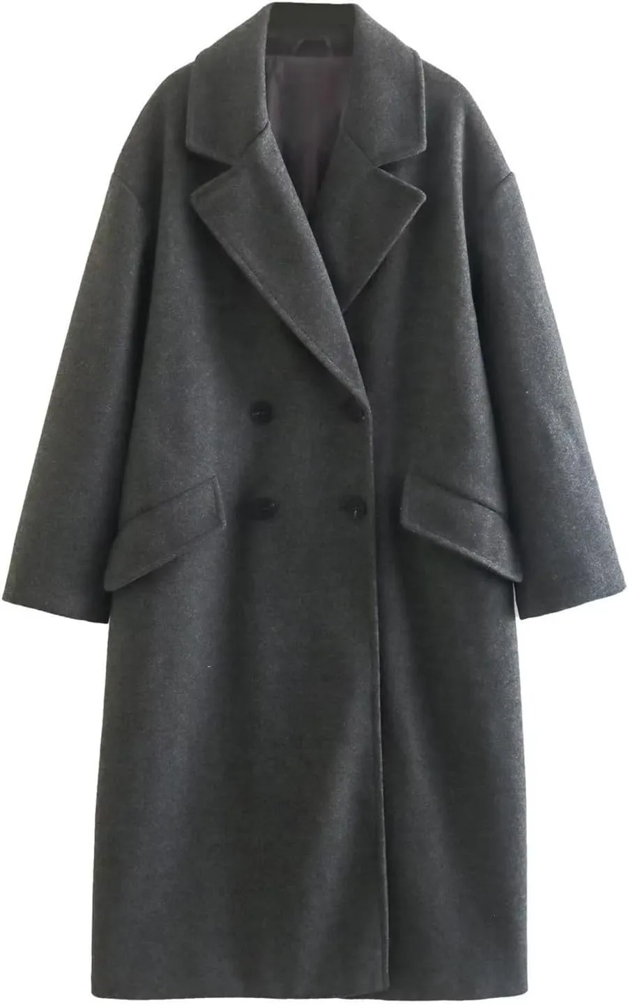 Trench Coats for Women Winter Wool Blend Pea Coat Casual Notched Lapel Collar Overcoat Long Jacket Outerwear