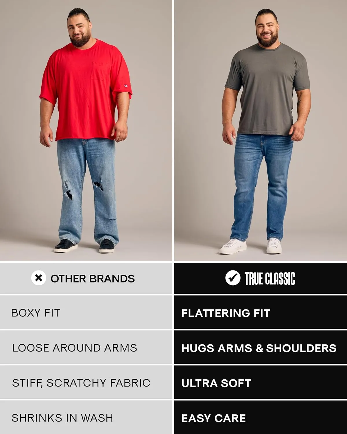 True Classic Mens T-Shirts - Short Sleeve Crew Neck Plain Novelty T Shirt for Men