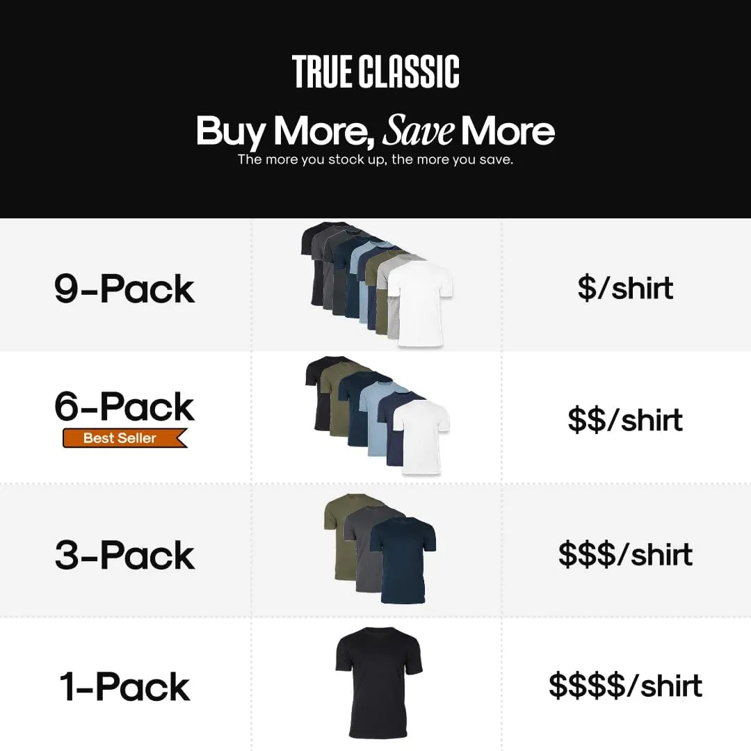 True Classic Mens T-Shirts - Short Sleeve Crew Neck Plain Novelty T Shirt for Men