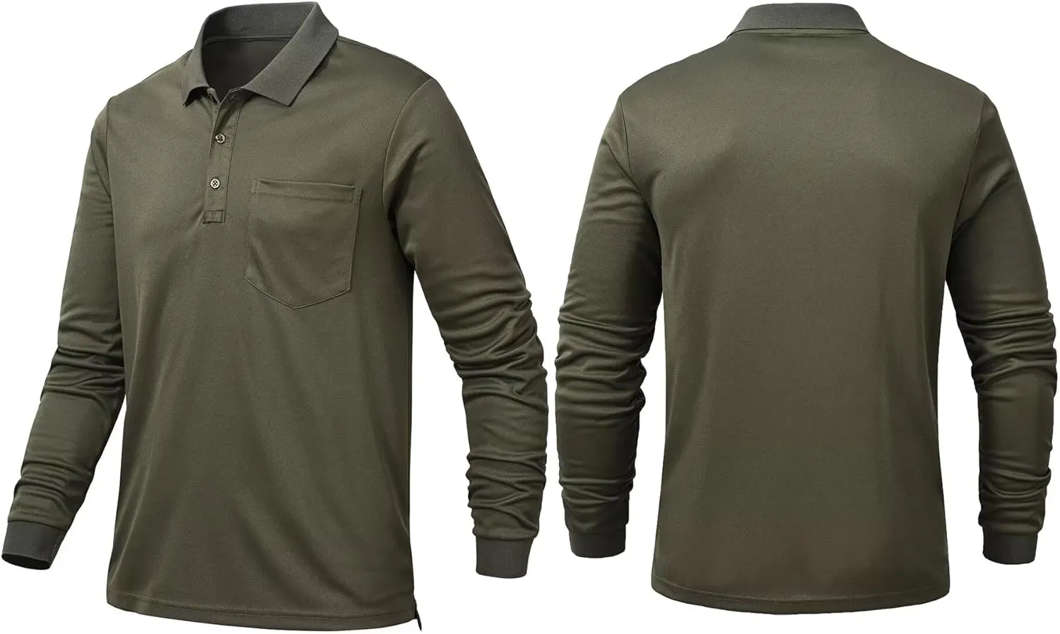 Tyhengta Men's Polo Shirt Long Sleeve Quick Dry Athletic Performance Shirts Pique Golf Shirt