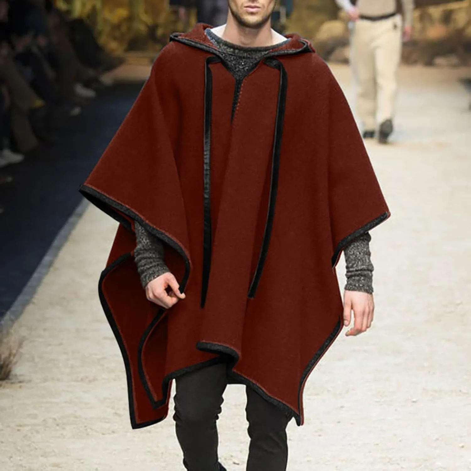 Unisex Casual Hooded Poncho Cape Cloak Fashion Coat Hoodie Pullover Casual Asymmetric Hem Hoodie Sweatshirts