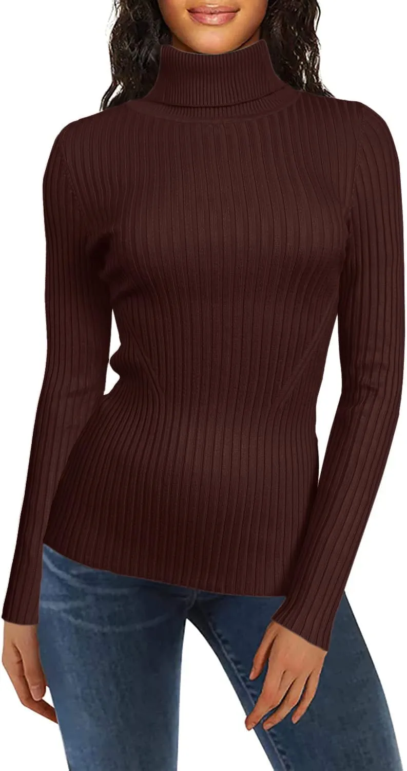 v28 Turtleneck Ribbed Sweaters for Women Cute Sexy Knitted Warm Fitted Sweater