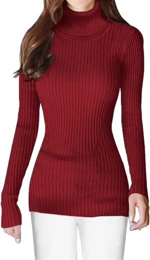 v28 Turtleneck Ribbed Sweaters for Women Cute Sexy Knitted Warm Fitted Sweater