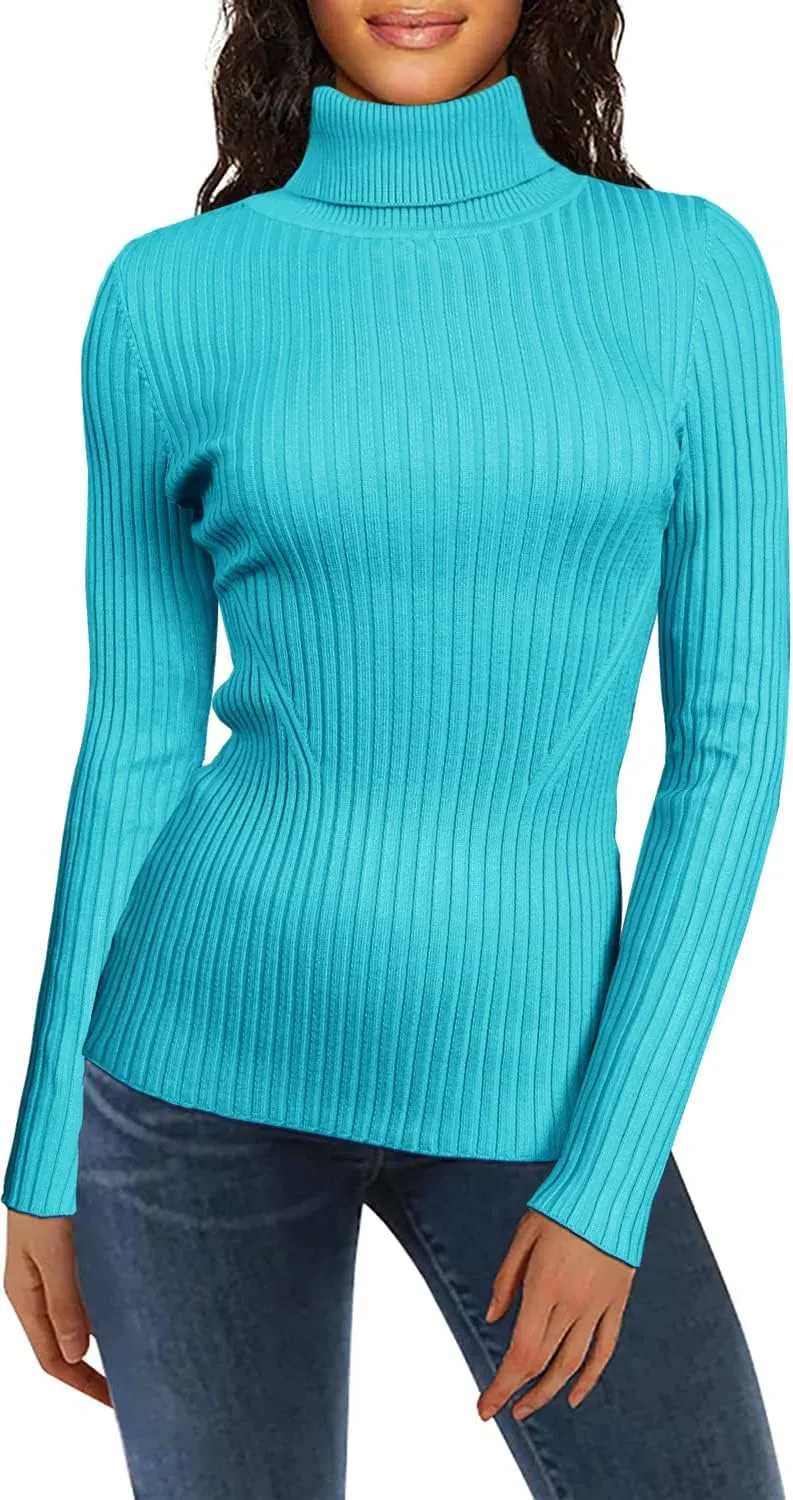 v28 Turtleneck Ribbed Sweaters for Women Cute Sexy Knitted Warm Fitted Sweater