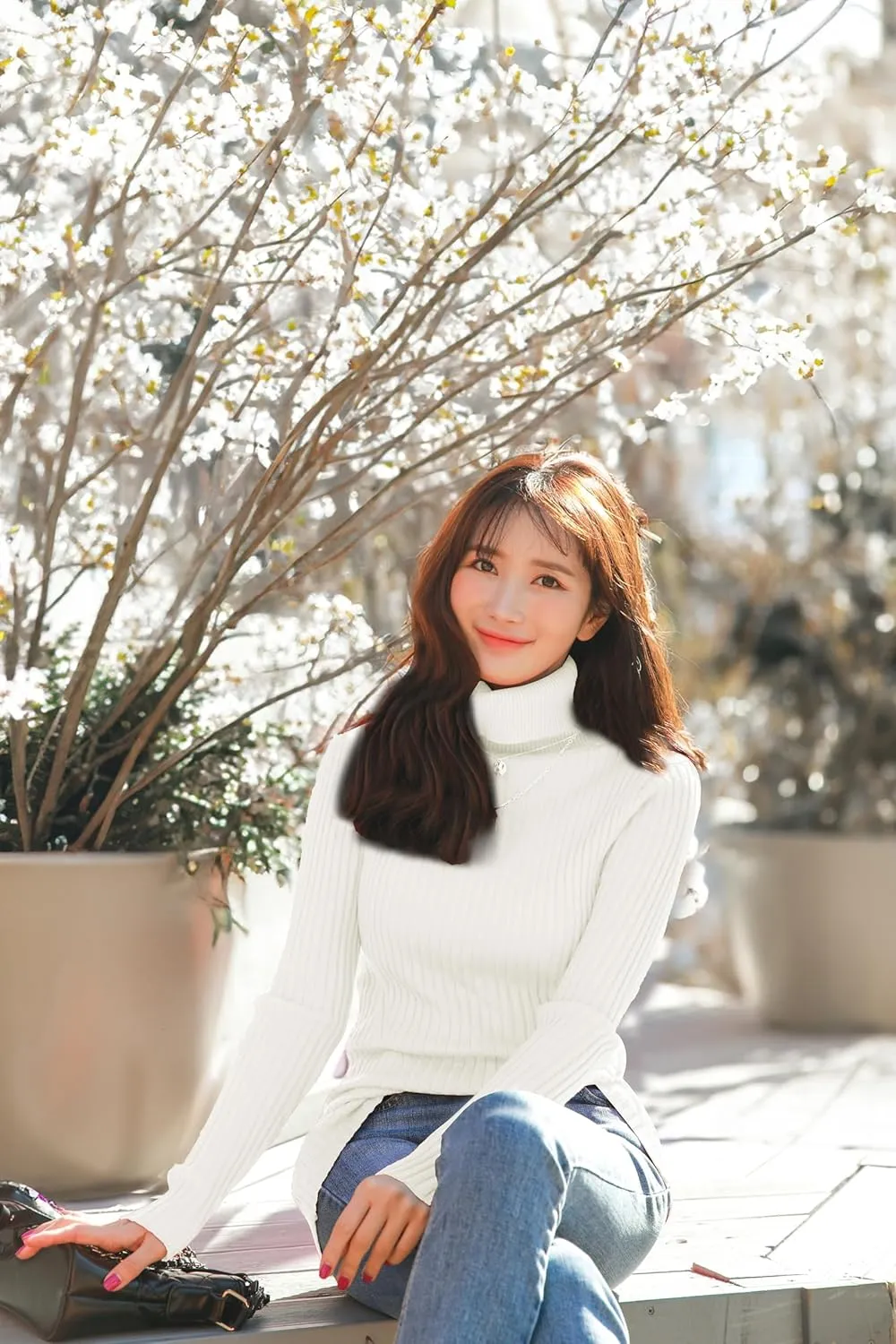v28 Turtleneck Ribbed Sweaters for Women Cute Sexy Knitted Warm Fitted Sweater