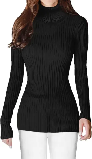 v28 Turtleneck Ribbed Sweaters for Women Cute Sexy Knitted Warm Fitted Sweater