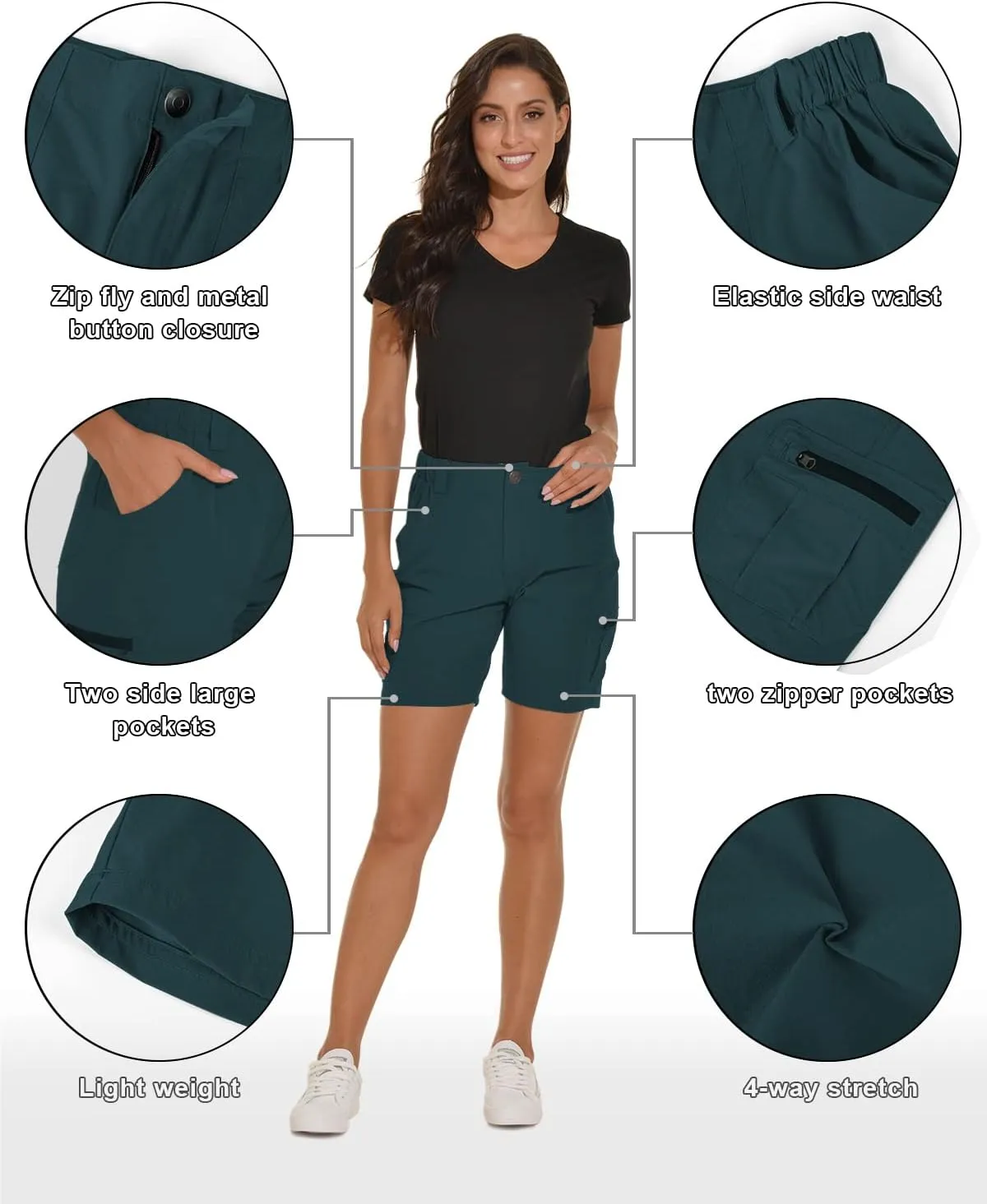 VAYAGER Women's Hiking Cargo Shorts Quick Dry Lightweight Stretch Shorts Golf Fishing Outdoor Casual Shorts
