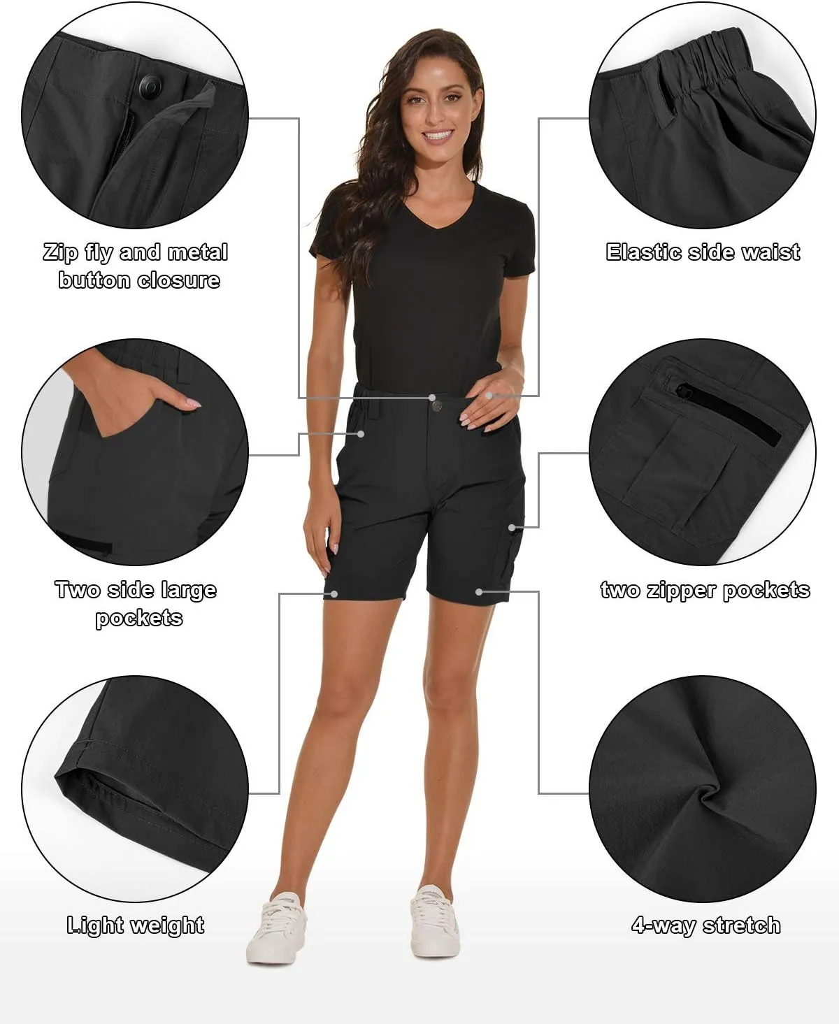 VAYAGER Women's Hiking Cargo Shorts Quick Dry Lightweight Stretch Shorts Golf Fishing Outdoor Casual Shorts