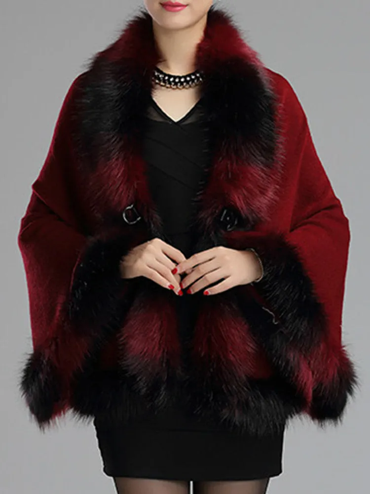 Warn Bats Sleeve Women Faux Fur Coats