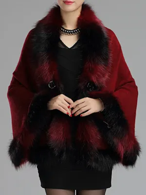 Warn Bats Sleeve Women Faux Fur Coats