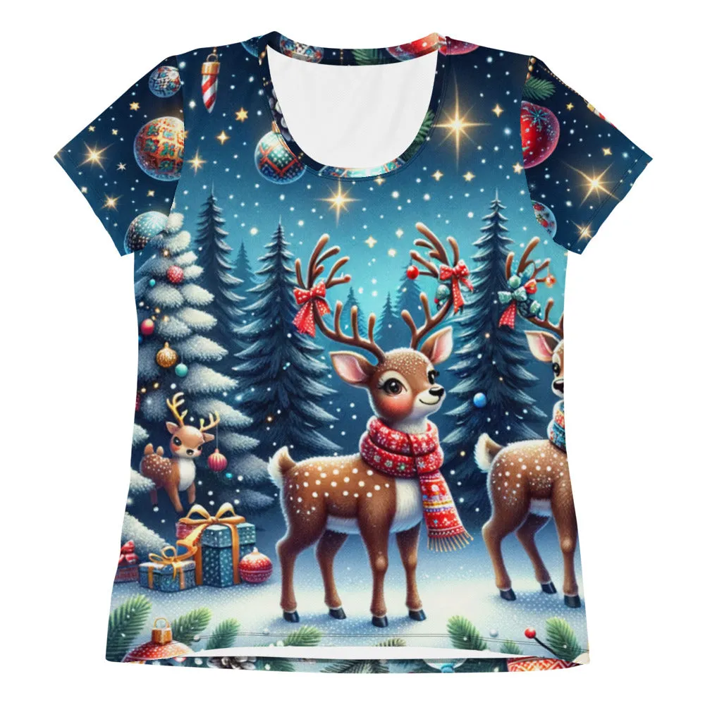 Whimsical Winter Wear Women's Athletic T-Shirt