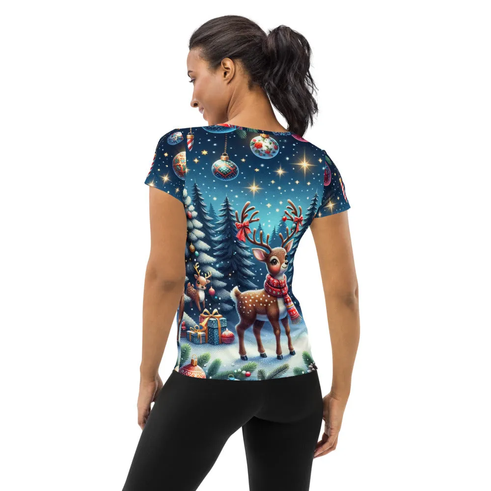 Whimsical Winter Wear Women's Athletic T-Shirt