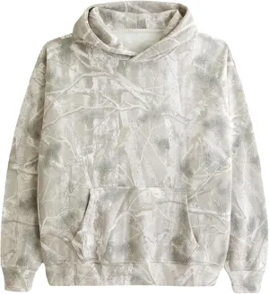 White Camo Hoodie Womens Maple Leaf Print Sweatshirt for Women Trendy Oversized Fleece Hoodies Pullover with Pockets