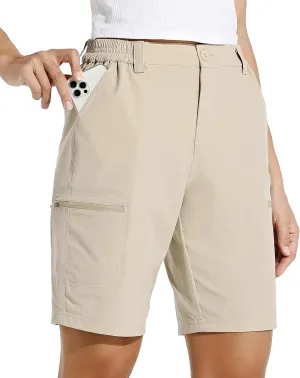 Willit Women's 10" Hiking Cargo Shorts Stretch Golf Active Long Shorts Quick Dry Outdoor Summer Shorts