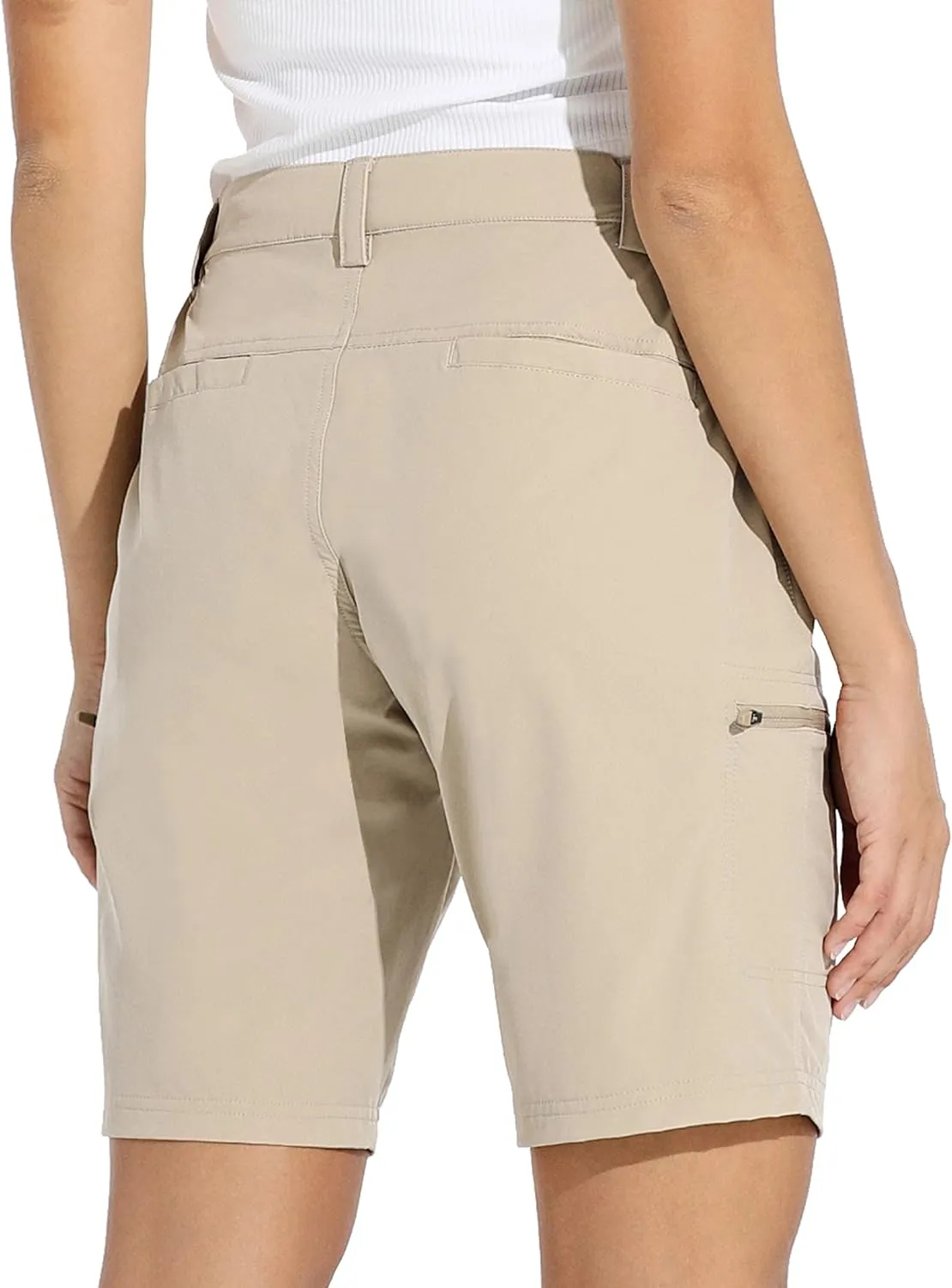 Willit Women's 10" Hiking Cargo Shorts Stretch Golf Active Long Shorts Quick Dry Outdoor Summer Shorts