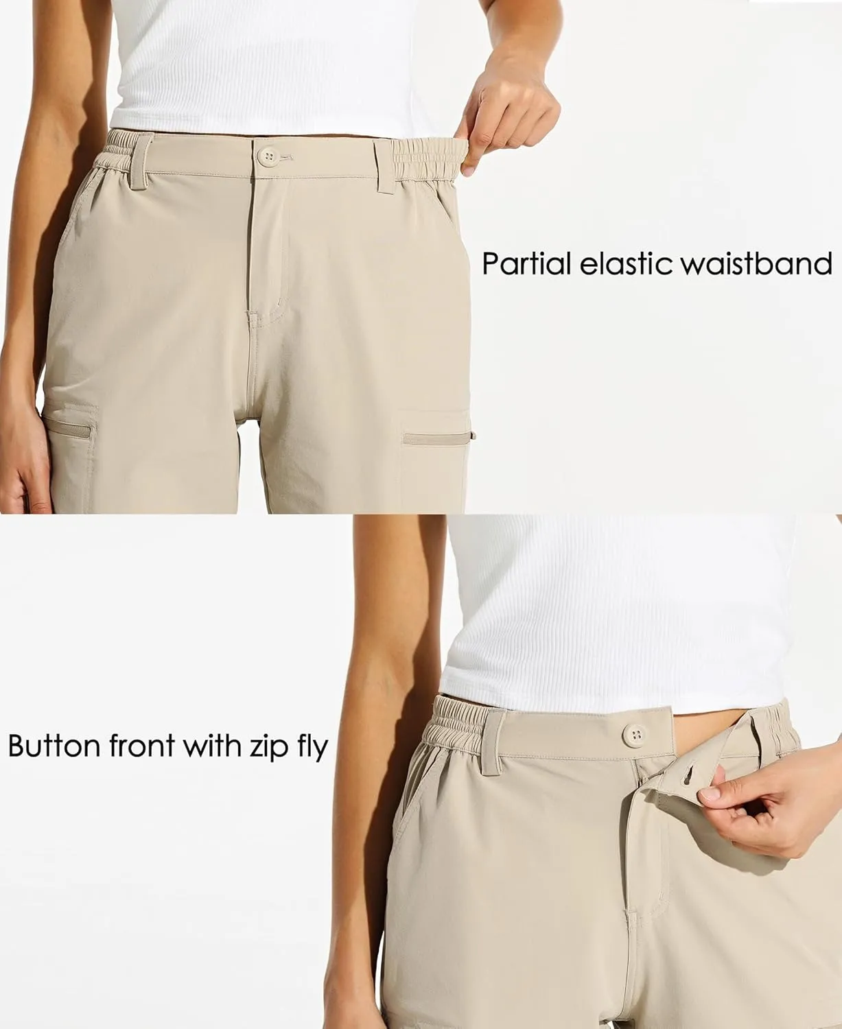 Willit Women's 10" Hiking Cargo Shorts Stretch Golf Active Long Shorts Quick Dry Outdoor Summer Shorts