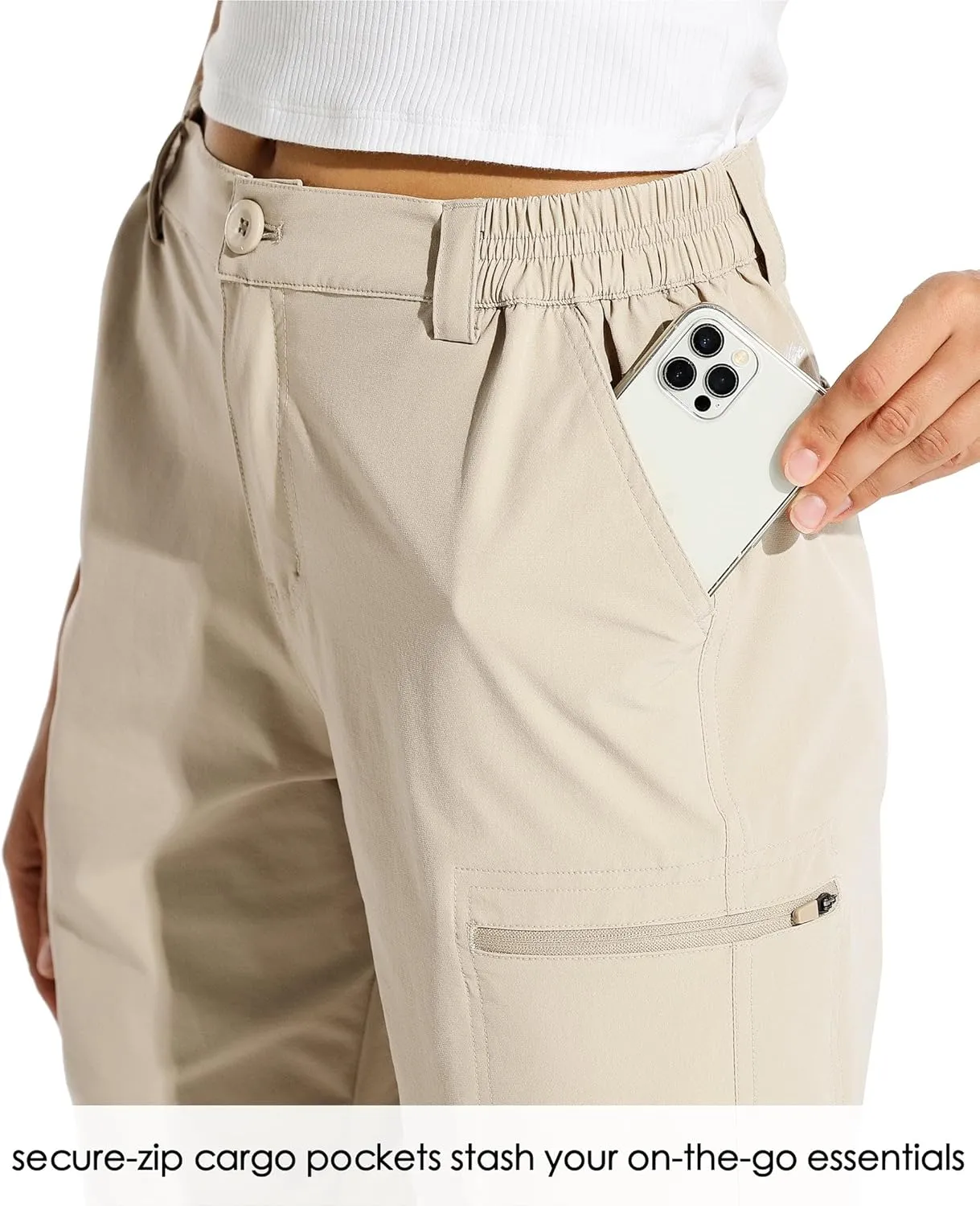 Willit Women's 10" Hiking Cargo Shorts Stretch Golf Active Long Shorts Quick Dry Outdoor Summer Shorts