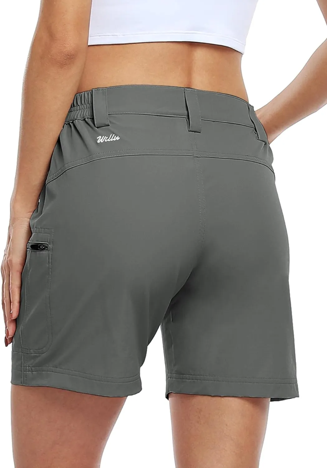Willit Women's Shorts Hiking Cargo Golf Shorts Outdoor Summer Stretch Shorts with Pockets Water Resistant